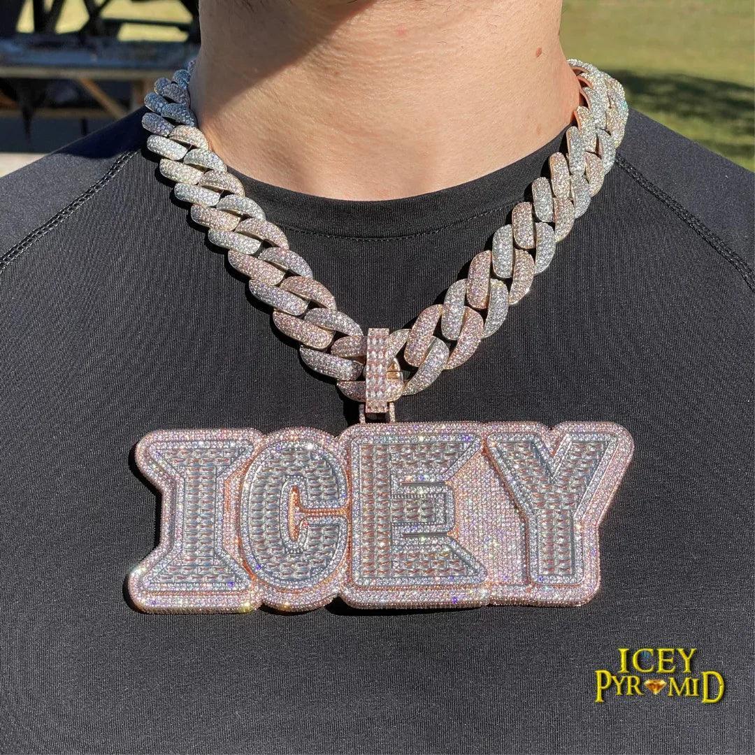 Lux Design Two Layers Iced Out Personalized Custom Name Necklace Pendant – Luxury Hip Hop Jewelry for Men & Women - CaratixJewelry